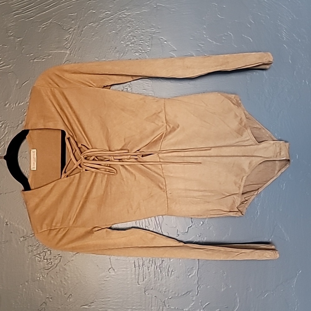 NWOT Tan Lace Up Bodysuit